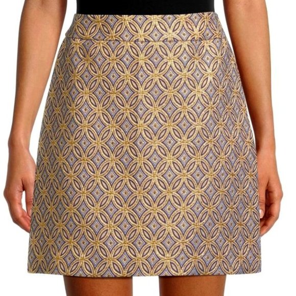 NWT - Elie Tahari - Gold Medallion-Print Mini Skirt - Size 8